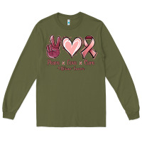 Army Green Peace love cure Uterine Cancer Long Sleeve Tee - NancyCooperArtShop
