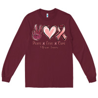 Burgundy Peace love cure Uterine Cancer Long Sleeve Tee - NancyCooperArtShop