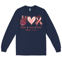 Navy Peace love cure Uterine Cancer Long Sleeve Tee - NancyCooperArtShop