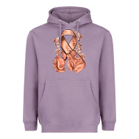 Lavender Uterine Cancer peach ribbon with boxing gloves Heavyweight Hoodie - NancyCooperArtShop