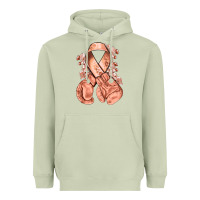 Matcha Uterine Cancer peach ribbon with boxing gloves Heavyweight Hoodie - NancyCooperArtShop