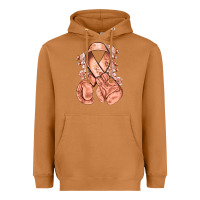 Meerkat Uterine Cancer peach ribbon with boxing gloves Heavyweight Hoodie - NancyCooperArtShop