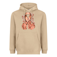 Mushroom Uterine Cancer peach ribbon with boxing gloves Heavyweight Hoodie - NancyCooperArtShop