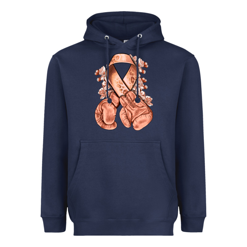 Uterine Cancer Peach Ribbon With Boxing Gloves Heavyweight Hoodie by NancyCooperArtShop | Teevron