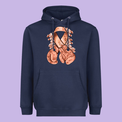Uterine Cancer Peach Ribbon With Boxing Gloves Heavyweight Hoodie Designed By Nancycooperartshop