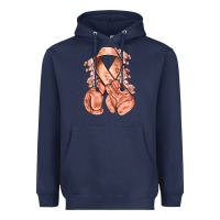 Navy Uterine Cancer peach ribbon with boxing gloves Heavyweight Hoodie - NancyCooperArtShop