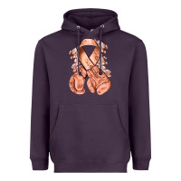 Plum Uterine Cancer peach ribbon with boxing gloves Heavyweight Hoodie - NancyCooperArtShop