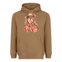 Toasted Coconut Uterine Cancer peach ribbon with boxing gloves Heavyweight Hoodie - NancyCooperArtShop