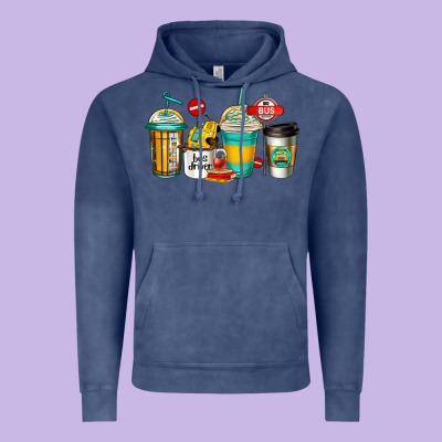 School Bus Driver Coffee Cups Vintage Hoodie Designed By Jasminsmagicworld