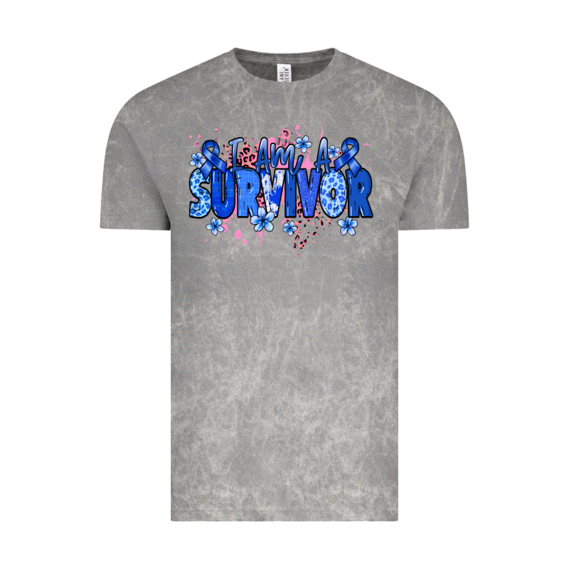 I Am A Survivor Colon Cancer Blue Ribbon Vintage Tee by NancyCooperArtShop | Teevron