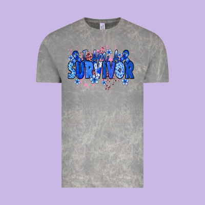I Am A Survivor Colon Cancer Blue Ribbon Vintage Tee Designed By Nancycooperartshop