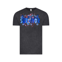Vintage Black I am a survivor Colon Cancer blue ribbon Vintage Tee - NancyCooperArtShop