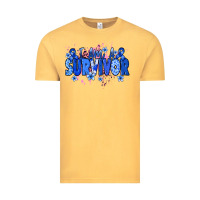 Vintage Mustard I am a survivor Colon Cancer blue ribbon Vintage Tee - NancyCooperArtShop
