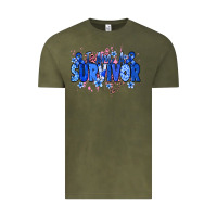 Vintage Olive I am a survivor Colon Cancer blue ribbon Vintage Tee - NancyCooperArtShop