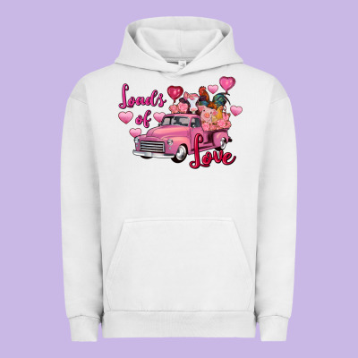 Loads Of Love Valentine's Day Farm Truck Urban Hoodie Designed By Fadigitalartstudio