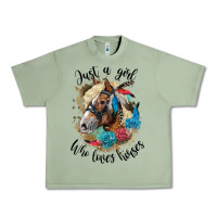 Oil Green just a girl who loves horses haflinger Urban Heavy Tee - LillyAllenDesigns