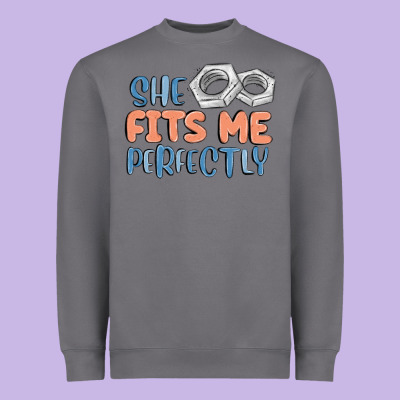 She Fits Me Perfectly Heavyweight Sweatshirt Designed By Maliassmallbusiness