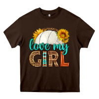 Chocolate Brown love my girl volleyball Heavy Core Tee - HRA Design Shop
