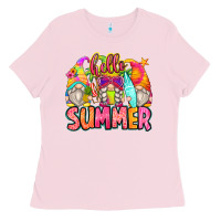 Bubblegum Pink hello summer gnomes Ladies Tee - Zillion Design Studio