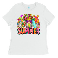 White hello summer gnomes Ladies Tee - Zillion Design Studio