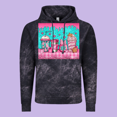 Pink Christmas Coffee Vintage Hoodie Designed By Jasminsmagicworld