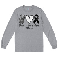 Heather Grey Peace love cure Melanoma Cancer Long Sleeve Tee - NancyCooperArtShop