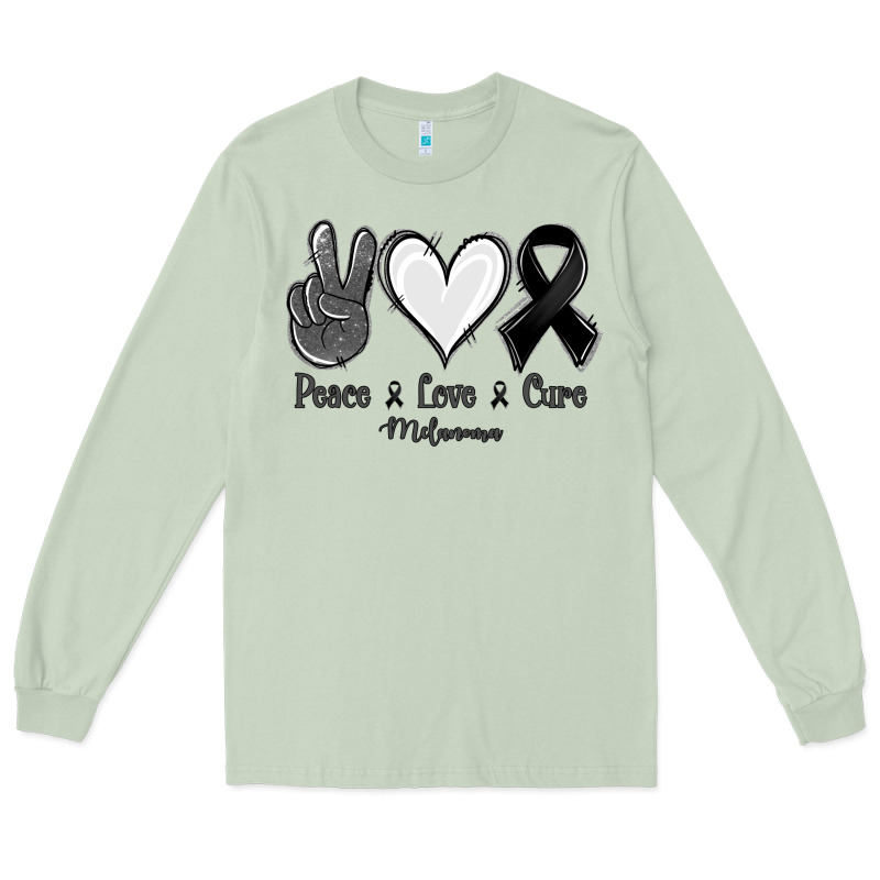 Peace Love Cure Melanoma Cancer Long Sleeve Tee by NancyCooperArtShop | Teevron