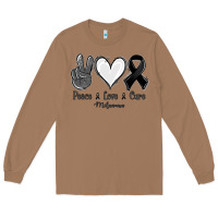 Toasted Coconut Peace love cure Melanoma Cancer Long Sleeve Tee - NancyCooperArtShop
