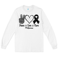 White Peace love cure Melanoma Cancer Long Sleeve Tee - NancyCooperArtShop