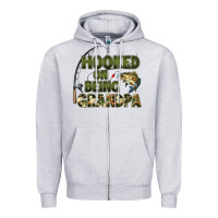 Heather Grey fish lures hooked on being grandpa Zipper Hoodie - Artiststas
