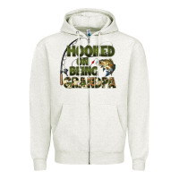 Oatmeal Heather fish lures hooked on being grandpa Zipper Hoodie - Artiststas