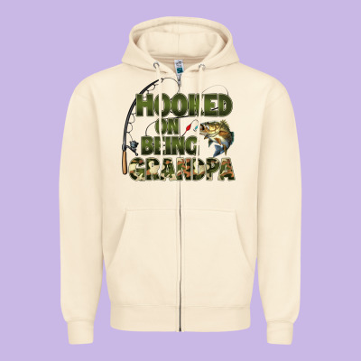 Fish Lures Hooked On Being Grandpa Zipper Hoodie Designed By Artiststas