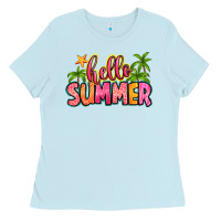 Baby Blue hello summer Ladies Tee - Zillion Design Studio