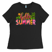 Black hello summer Ladies Tee - Zillion Design Studio