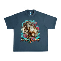 Midnight Navy free spirit mustang horse Urban Heavy Tee - LillyAllenDesigns