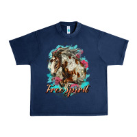 Navy free spirit mustang horse Urban Heavy Tee - LillyAllenDesigns