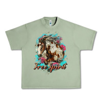 Oil Green free spirit mustang horse Urban Heavy Tee - LillyAllenDesigns