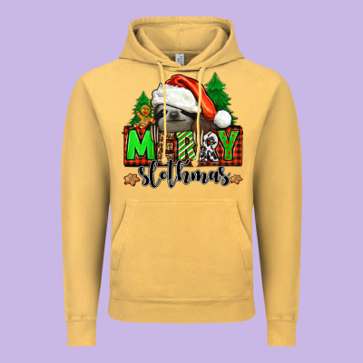 Merry Slothmas Vintage Hoodie Designed By Jasminsmagicworld