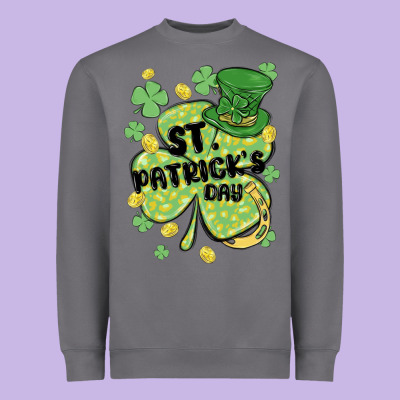 St. Patrick's Day Shamrock Heavyweight Sweatshirt Designed By Maliassmallbusiness