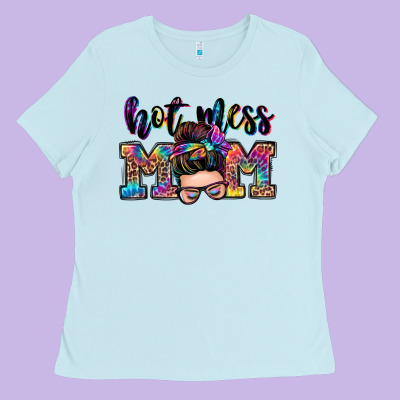 Hot Mess Mom Messy Bun Ladies Tee Designed By Zillion Design Studio