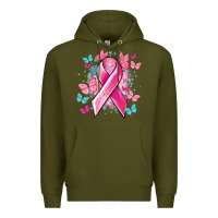 Army Green Breast Cancer ribbon Cancer Awareness Premium Hoodie - HowdyJamesFarm