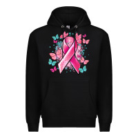 Black Breast Cancer ribbon Cancer Awareness Premium Hoodie - HowdyJamesFarm