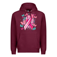 Burgundy Breast Cancer ribbon Cancer Awareness Premium Hoodie - HowdyJamesFarm