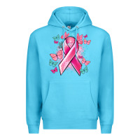 Ocean Blue Breast Cancer ribbon Cancer Awareness Premium Hoodie - HowdyJamesFarm