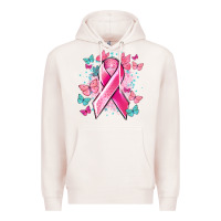 Pale Pink Breast Cancer ribbon Cancer Awareness Premium Hoodie - HowdyJamesFarm