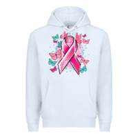 White Breast Cancer ribbon Cancer Awareness Premium Hoodie - HowdyJamesFarm