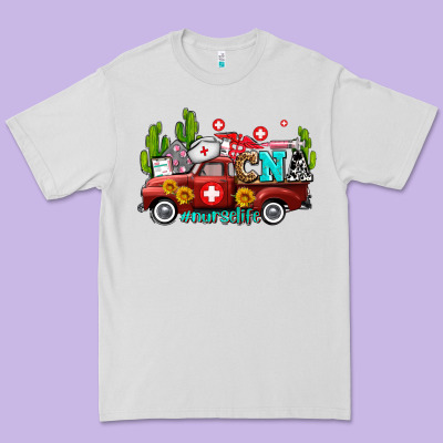 Cna Nurse Truck With Cactus And Sunflowers Premium Tee Designed By Adodesignshop