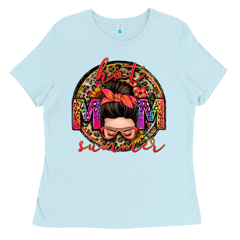 Hot Mom Summer Messy Bun Ladies Tee by Zillion Design Studio | Teevron