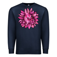 Navy Breast Cancer Sunflower Premium Sweatshirt - texasbilliewilder