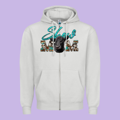 Show Mom Aztec Cowhide Black Angus Zipper Hoodie Designed By Artiststas